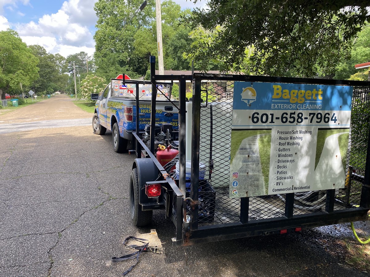 Baggett Exterior Cleaning truck and equipment trailer